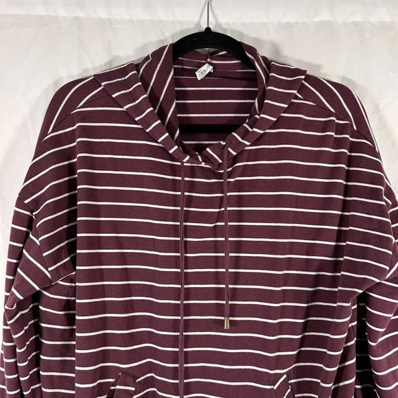 Z Supply Hoodie Women's Small Purple White Striped Pockets Long Sleeve - Picture 2 of 10